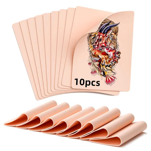10 piezas de piel de práctica de tatuajes en blanco de 0.039 pulgadas de grosor, piel falsa de doble cara de 8 x 6 pulgadas, hojas de silicona