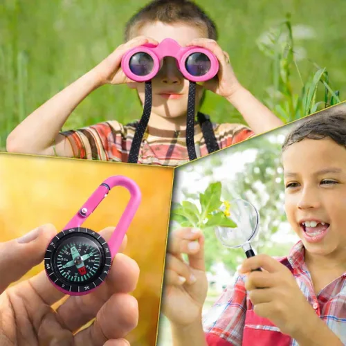 Miniatura 49 de Binoculares para niños – Juguete perfecto para niños pequeños y niñas – Juego extenso que incluye lupa y brújula – Potente aumento 8 x 21 – niños
