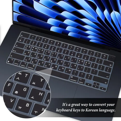 Miniatura 2 de Funda de teclado coreano para Apple MacBook Air 2025 2024 2023 con chip M4 M3 M2 de 15.3 pulgadas A3241 A3114 A2941, MacBook Air de 13.6 pulgadas
