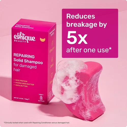 Miniatura 4 de Ethique Beauty Rice - Juego de champú y acondicionador reparador de proteínas para cabello dañado, sin plástico, vegano, sin crueldad, paquete de 2