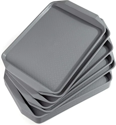 Miniatura 8 de Aebeky Bandeja de plástico para comida rápida, 16.7 x 11.8 pulgadas, juego de 12 (negro)