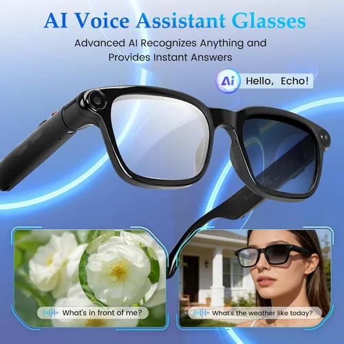 Miniatura 3 de Lentes inteligentes AI con cámara de 8 MP, grabación de video de 1080P y fotos HD para hombres y mujeres, gafas Bluetooth de audio de oído abierto