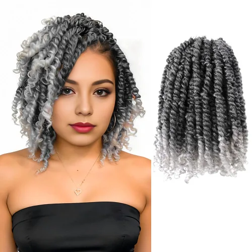 Miniatura 58 de Pelo Passion Twist de 8 pulgadas, trenzas de ganchillo pretrenzadas, paquetes de 8 paquetes (1B/negro natural)