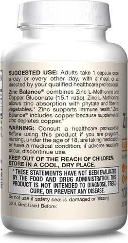 Miniatura 10 de Balance de zinc Jarrow Formulas, refuerza el sistema inmunológico y proporciona protección antioxidante, 100 cápsulas
