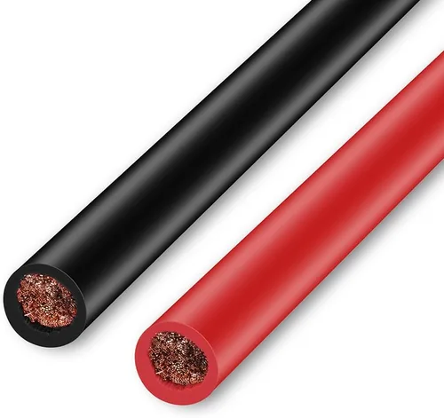 Miniatura 5 de Cable de batería de calibre 2 AWG de 1.5 pies con conectores de terminales de batería, orejetas de 3/8", cable conductor de batería de cobre puro