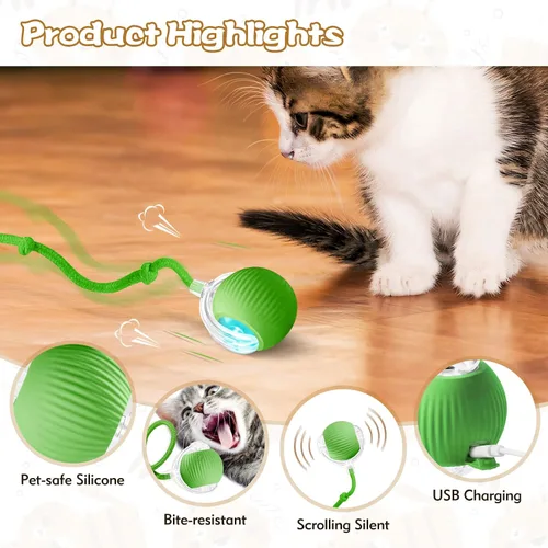 Miniatura 6 de Pelota interactiva para gatos de interior, bola para mascotas, juguete automático mejorado 2025 para gatos adultos aburridos de interiores, juguete