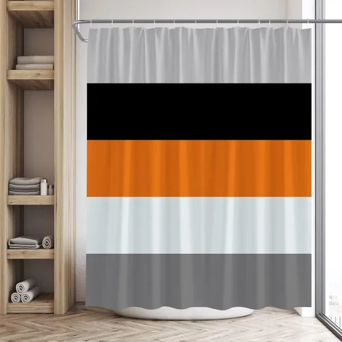Miniatura 3 de Juego de cortinas de ducha con diseño abstracto geométrico, moderno, contemporáneo, simple, bohemio, de mediados de siglo, decoración de baño, tela