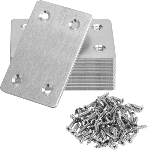 Miniatura 12 de Soporte plano de 1.575 x 0.630 x 0.079 in, soporte recto de acero inoxidable, soporte recto de metal, soporte recto negro, placa de unión