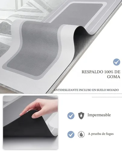 Miniatura 4 de MontVoo -Alfombra de baño, antideslizante, súper absorbente, resistente a las manchas, de secado rápido, delgada, para baño, suelo, bañera, tocador