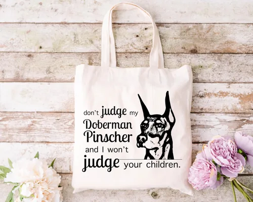 Miniatura 6 de Pet Studio Art Bolso tote Don't Judge My Dog DOBERMAN