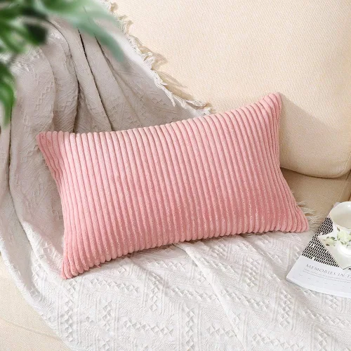 Miniatura 365 de Artscope Fundas de Almohada de Pana a Rayas Acogedoras Súper Suaves Decorativas Cuadradas Fundas de Cojín para Sofá Sillón Dormitorio Decoración