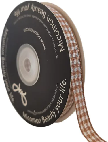 Miniatura 20 de Cinta de cuadros a cuadros vichy marrón 25 yardas cada rollo 100% poliéster (1 pulgada, marrón)
