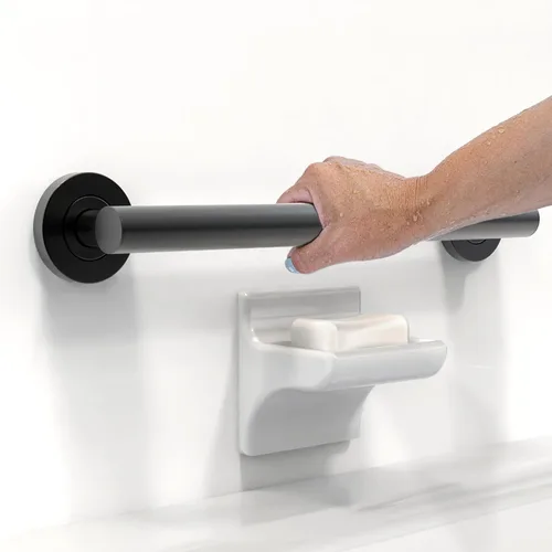 Miniatura 15 de Barra de agarre compatible con ADA, soporte de peso de 500 libras para seguridad en el baño (30,5 cm, níquel cepillado)