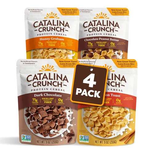 Miniatura 9 de Catalina Crunch Cereal de Proteína Cereal de Desayuno Sin Azúcar con 11g de Proteína Sin Gluten, Apto para Dietas Cetogénicas Paquete Variado