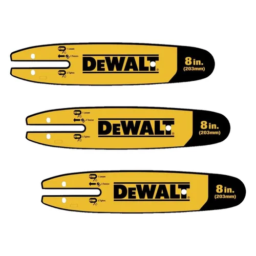 DEWALT Barra de repuesto para sierra de poste de 8 pulgadas (paquete de 3) – una hebra, acero aleado, compatible con cadenas DEWALT y otras cadenas