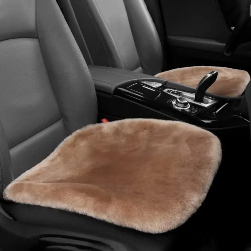 Miniatura 22 de IRIWOOL Almohadilla de asiento de piel de oveja auténtica, funda de asiento de lana suave australiana, transpirable y absorbente del sudor, cómoda