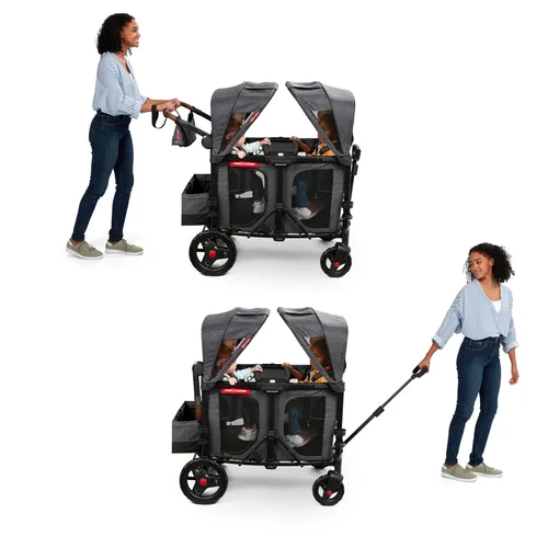 Miniatura 12 de Radio Flyer Voya XT Cochecito Vagón para Bebé – Carrito Rodante de Juego al Aire Libre y Carrito de Playa con Ruedas, Vagón Cochecito Cuádruple