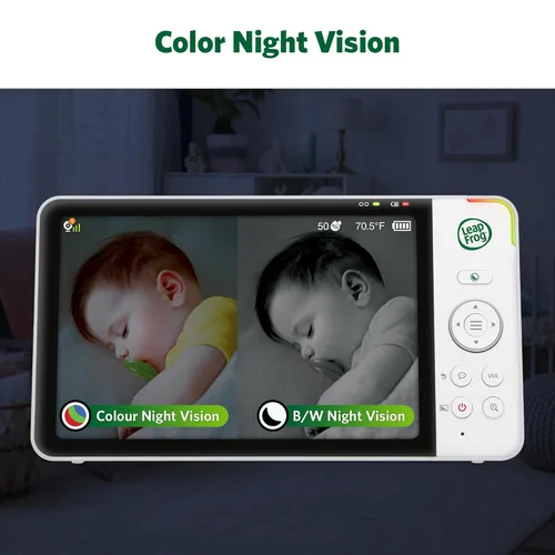 Miniatura 3 de LeapFrog LF920-2HD Monitor de bebé de video de 2 cámaras con pantalla HD de 7 pulgadas, pantalla dividida, visión nocturna a color de 1080p
