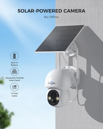 Miniatura 2 de Hiseeu Cámara de seguridad solar para exteriores, cámaras de 4MP, sistema de cámaras de seguridad inalámbricas para el hogar, visión nocturna a