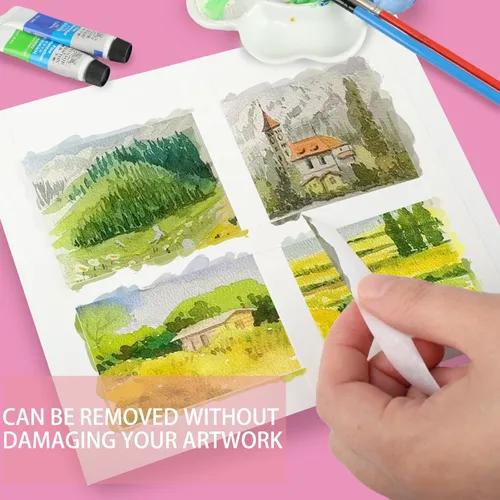 Miniatura 4 de Paquete de 2 cintas blancas de artista para papel de acuarela, cinta adhesiva de arte blanca para dibujar pintura, lienzo, enmarcado, sin ácidos