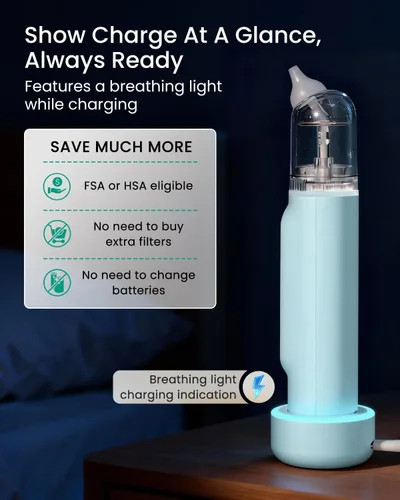 Miniatura 7 de GROWNSY Aspirador Nasal para Bebé, Succionador de Nariz para Bebé con 5 Niveles de Succión Mejorados, Succión Nasal Eléctrica IPX7 Impermeable