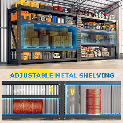 Miniatura 7 de Bepatio Estantería de garaje resistente de 11000 libras, estantes de almacenamiento ajustables de 4 niveles, estantería de metal, estante industrial