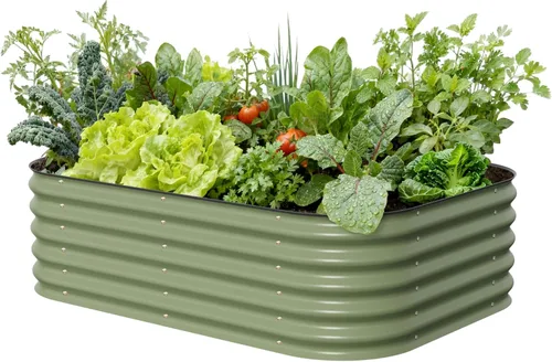 Kits de cama de jardín elevada de Vego Garden, cama de plantador elevada modular de metal de 6 en 1 de 17" de altura para verduras, flores, caja de