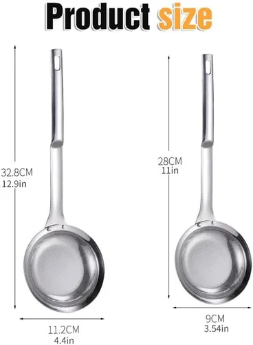 Miniatura 7 de Colador de acero inoxidable de malla fina, colador de malla fina de acero inoxidable mejorado 2024, colador de alimentos de mango largo para cocina