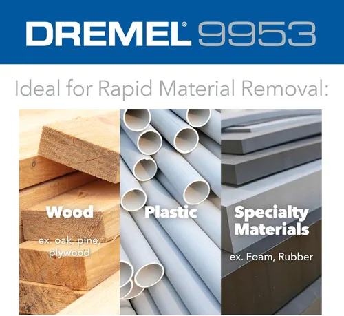 Miniatura 6 de Dremel 9953 Punta de llama de 3/8" de broca de grabado rotatorio de potencia - Ideal para aplicaciones de eliminación y alisado en madera, plástico