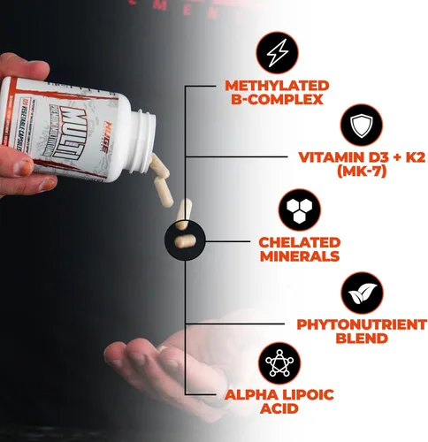 Miniatura 4 de Gran multivitamínico para hombres, fórmula todo en uno de alto rendimiento para atletas y culturismo, reposición de vitaminas y minerales, apoya