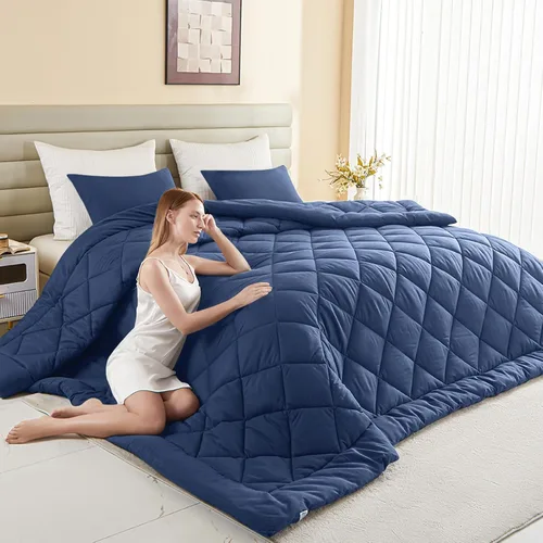 Miniatura 20 de Edredón King de gran tamaño, edredón súper King de gran tamaño, edredón suave para todas las estaciones, relleno de edredón alternativo con 8