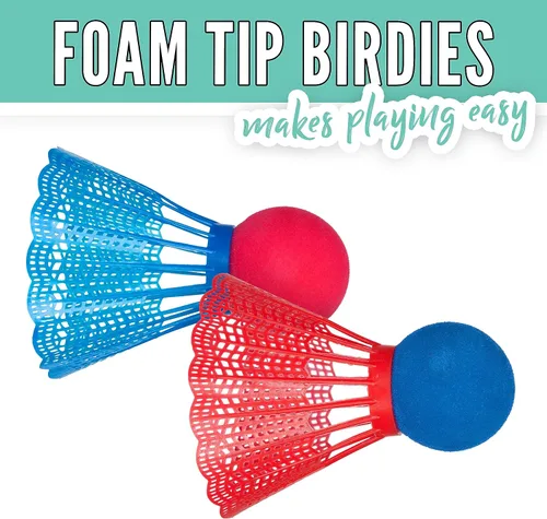 Miniatura 4 de Franklin Sports Juego de raqueta de bádminton - Smashminton, de gran tamaño, conjunto juvenil para 2 jugadores con pájaros para niños