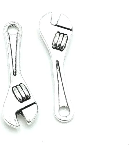 Miniatura 2 de 50 dijes de plata antigua para hacer joyas, manualidades, accesorios de joyería, llavero, pulsera, collar, colgantes, 0.984 x 0.315 in