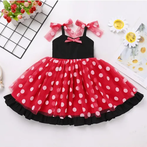 Miniatura 6 de Vestido tutú para niña, sin mangas, fruncido, vestido de verano con lentejuelas brillantes, lunares, estrellas, princesa, vestido de tul