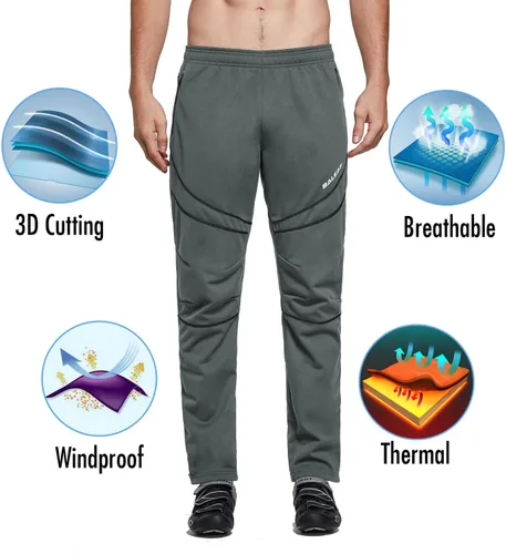 Miniatura 28 de baleaf Pantalones de forro polar para hombre, pantalones de ciclismo de invierno, ropa de bicicleta de montaña, equipo térmico para correr en clima