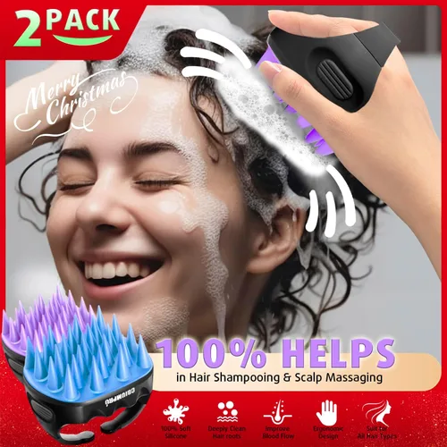 Miniatura 3 de Cbiumpro Paquete de 2 cepillos de champú masajeador de cuero cabelludo, cepillo exfoliante de silicona ultra suave para el crecimiento del cabello