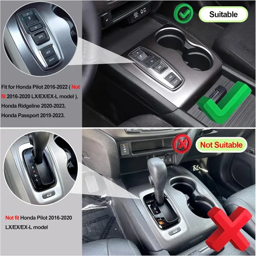Miniatura 4 de Cubierta del panel de cambio para Honda Pilot 2016-2022 Ridgeline 2020-2023 Passport 2019-2023, protector antiarañazos para el marco del portavasos