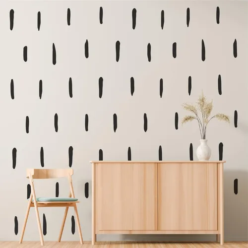 Miniatura 3 de Calcomanías de pared abstractas de vinilo negro de línea irregular gruesa, calcomanías bohemias modernas para despegar y pegar, 120 rayas verticales