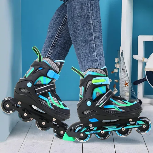Miniatura 6 de Patines en línea ajustables para niñas y niños, patines con todas las ruedas iluminadas, patines para mujer para niños y adultos, hombres, mujeres