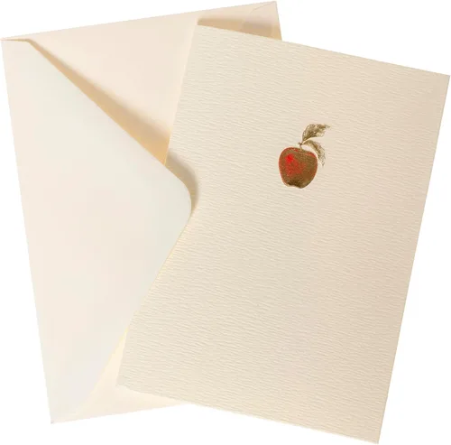 Miniatura 2 de Graphique Tarjetas de Apple, paquete de 10 tarjetas con sobres, saludos para todas las ocasiones, interior en blanco, relieve de lámina dorada