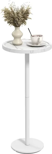 Miniatura 8 de KJGKK Mesa para bebidas, 11 pulgadas de diámetro, mesa auxiliar de pedestal pequeña, mesa de cóctel redonda, mesa auxiliar circular con base