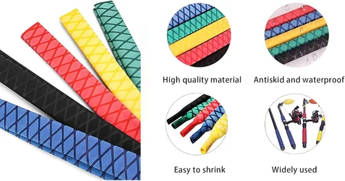 Miniatura 3 de Tubo termorretráctil, rojo (1.181 in x 39 pulgadas), funda antideslizante y aislante para cañas de pescar, raquetas y asas