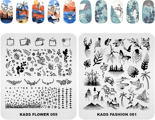 Miniatura 5 de KADS 10 piezas de placas de estampado de uñas, plantillas de arte de uñas, herramienta de bricolaje, corazón, conejo, flor, helado, parapente
