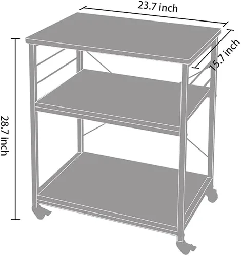 Miniatura 6 de AZ L1 Life Concept Mesa auxiliar de cocina con 3 niveles para horno de microondas, estación de trabajo con ruedas, 23.7 pulgadas