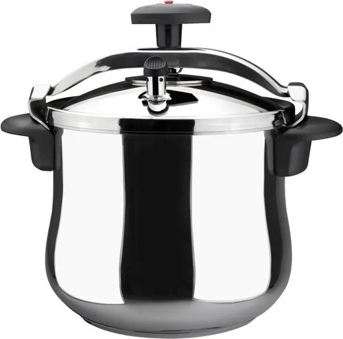 MAGEFESA Olla a presión Star Belly de 10.6 cuartos de galón - Acero inoxidable 18/10, fondo redondeado, 3 sistemas de seguridad, funciona en todas