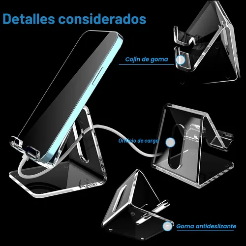 Miniatura 3 de Crpich Soporte acrílico para teléfono celular, soporte portátil transparente para teléfono para escritorio, compatible con Phone16 15 14 13 Pro Max
