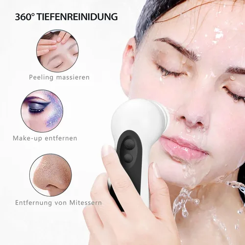 Miniatura 7 de CLSEVXY - Juego de cepillos giratorios de limpieza facial resistente al agua, con 5 cabezales de cepillo exfoliante - Cepillo limpiador facial