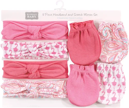 Miniatura 11 de Hudson Baby Conjunto de diadema de algodón y manoplas para rascar para bebé