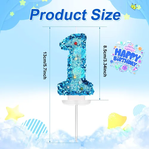 Miniatura 2 de Vela de número de cumpleaños de 3 pulgadas, con purpurina para decoración de pastel, lentejuelas y números de pastel para cumpleaños, boda
