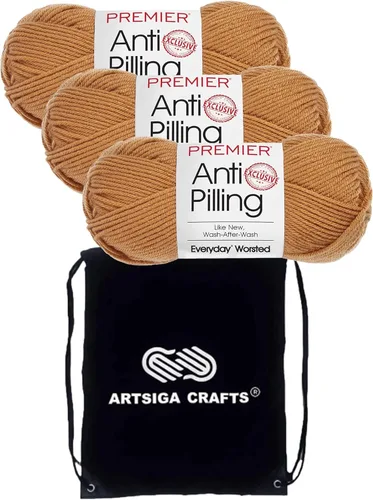 Miniatura 59 de Premier Yarns Everyday Anti-Pelusa Hilo Sólido Verde Pino DN100-8 (6-Madejas - Mismo Lote de Tinta) #4 Peso Estambre Acrílico para Tejer